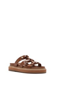 دمپایی زنانه قهوه‌ای روشن زیره ضخیم دری مد