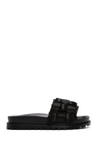 دمپایی زنانه مشکی بافت‌دار دری مد