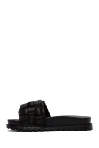 دمپایی زنانه مشکی بافت‌دار دری مد