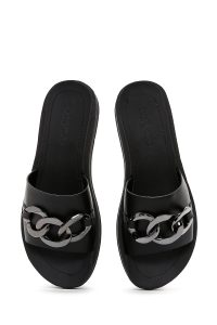 دمپایی زنانه مشکی تزئین‌دار دری مد