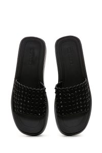 دمپایی زنانه مشکی ضخیم‌تنه نگین‌دار دری مد