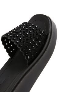 دمپایی زنانه مشکی ضخیم‌تنه نگین‌دار دری مد