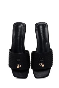 دمپایی زنانه مشکی طرح‌دار دری مد