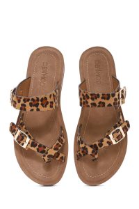 دمپایی لاانگشتی زنانه جیر پلنگی دری مد