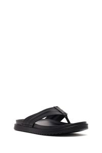 دمپایی مردانه چرمی مشکی دری مد