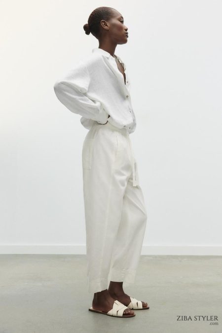 صندل تخت چرمی زنانه ضربدری زارا – ZARA