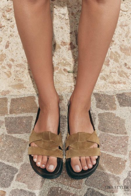 صندل جلو باز چرمی زنانه زارا – ZARA