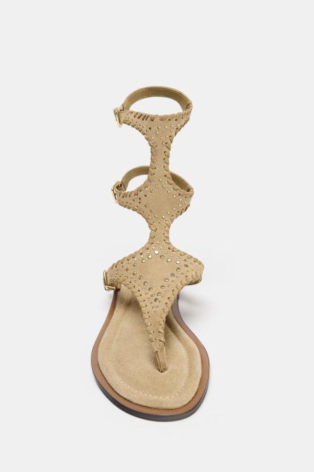 صندل زنانه بندی دوبل جیر مچ‌دار زارا – ZARA