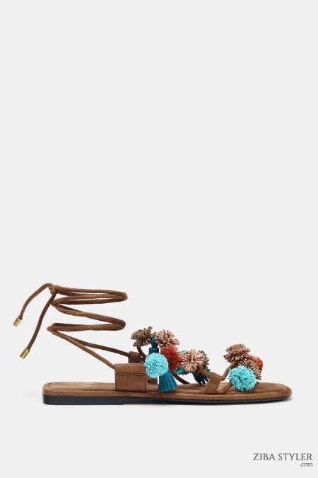 صندل زنانه بندی مهره‌دوزی زارا – ZARA