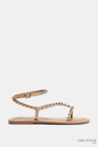 صندل زنانه بندی مهره‌دوزی متالیک زارا – ZARA