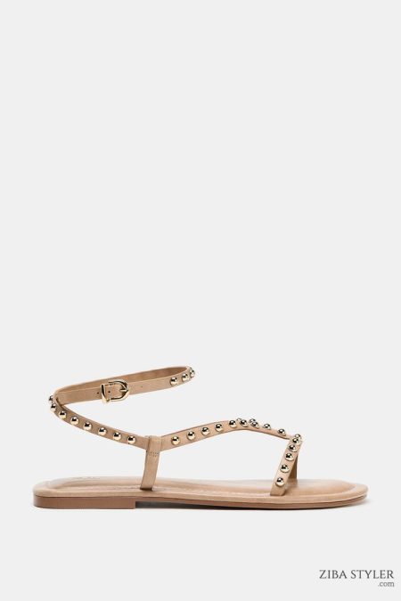 صندل زنانه بندی مهره‌دوزی متالیک زارا – ZARA
