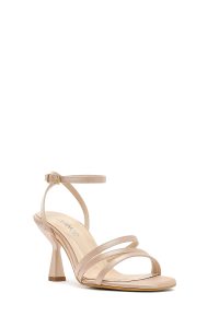 صندل زنانه بژ بنددار پاشنه‌دار دری مد