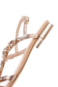 صندل زنانه بژ نگین‌دار دری مد