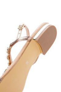 صندل زنانه بژ نگین‌دار دری مد