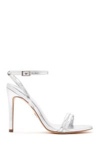 صندل زنانه خاکستری بندی متالیک پاشنه بلند نازک دری مد