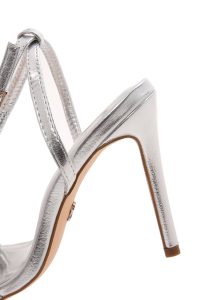 صندل زنانه خاکستری بندی متالیک پاشنه بلند نازک دری مد