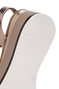 صندل زنانه خاکستری بندی کفی ضخیم چرم متالیک دری مد