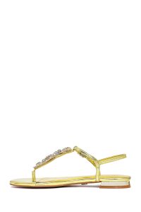 صندل زنانه زرد نگین‌دار انگشتی دری مد