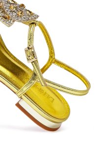 صندل زنانه زرد نگین‌دار انگشتی دری مد