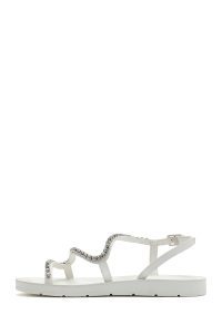 صندل زنانه سفید نگین‌دار دری مد