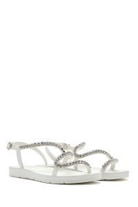 صندل زنانه سفید نگین‌دار دری مد