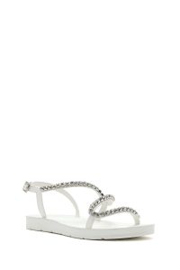 صندل زنانه سفید نگین‌دار دری مد