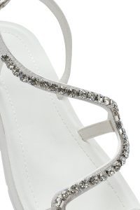 صندل زنانه سفید نگین‌دار دری مد