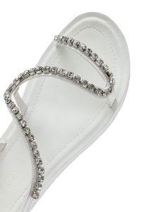 صندل زنانه سفید نگین‌دار دری مد