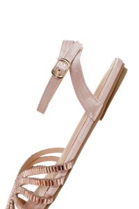 صندل زنانه صورتی بندی نگین‌دار دری مد