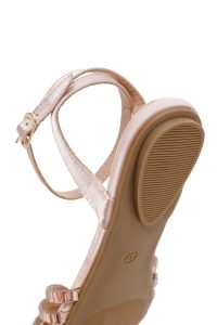 صندل زنانه صورتی بندی نگین‌دار دری مد