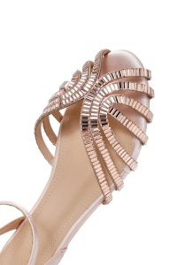 صندل زنانه صورتی بندی نگین‌دار دری مد