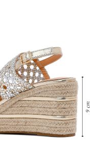 صندل زنانه طلایی بافت‌دار بنددار لژدار اسپادریل دری مد