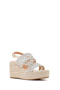 صندل زنانه طلایی بافت‌دار بنددار لژدار اسپادریل دری مد