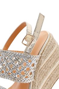 صندل زنانه طلایی بافت‌دار بنددار لژدار اسپادریل دری مد