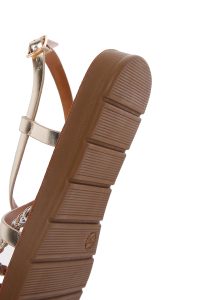 صندل زنانه طلایی بافت‌دار دری مد