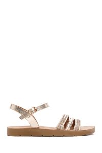 صندل زنانه طلایی بندی نگین‌دار دری مد