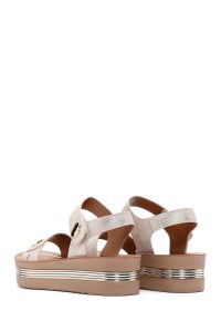 صندل زنانه طلایی بندی کفی ضخیم متالیک دری مد