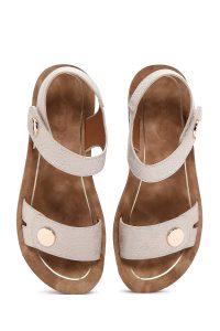 صندل زنانه طلایی بندی کفی ضخیم متالیک دری مد