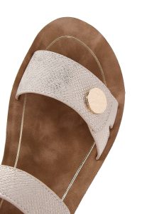 صندل زنانه طلایی بندی کفی ضخیم متالیک دری مد