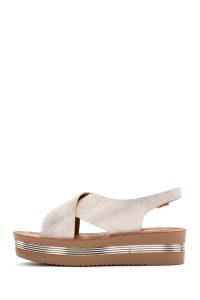 صندل زنانه طلایی کفی ضخیم متالیک دری مد