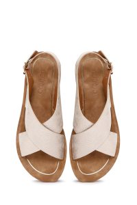 صندل زنانه طلایی کفی ضخیم متالیک دری مد