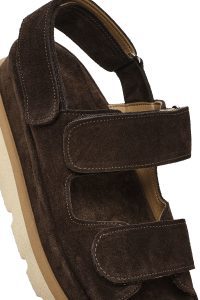 صندل زنانه قهوه‌ای جیر دوبند دری مد