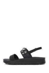 صندل زنانه مشکی با زیره ضخیم و نگین‌دار دری مد