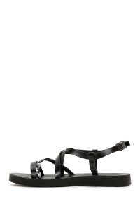 صندل زنانه مشکی بافت‌دار دری مد