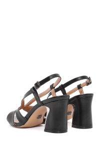 صندل زنانه مشکی بنددار پاشنه ضخیم دری مد