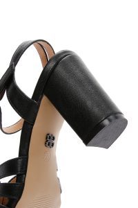 صندل زنانه مشکی بندی پاشنه‌بلند ضخیم دری مد