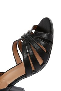 صندل زنانه مشکی بندی پاشنه‌بلند ضخیم دری مد