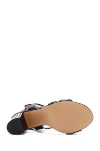 صندل زنانه مشکی بندی پاشنه‌بلند ضخیم دری مد