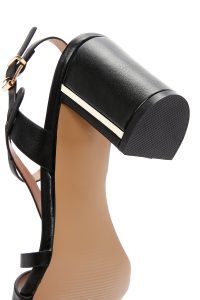 صندل زنانه مشکی بندی پاشنه‌بلند ضخیم دری مد