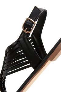 صندل زنانه مشکی بندی پشت‌باز انگشتی دری مد